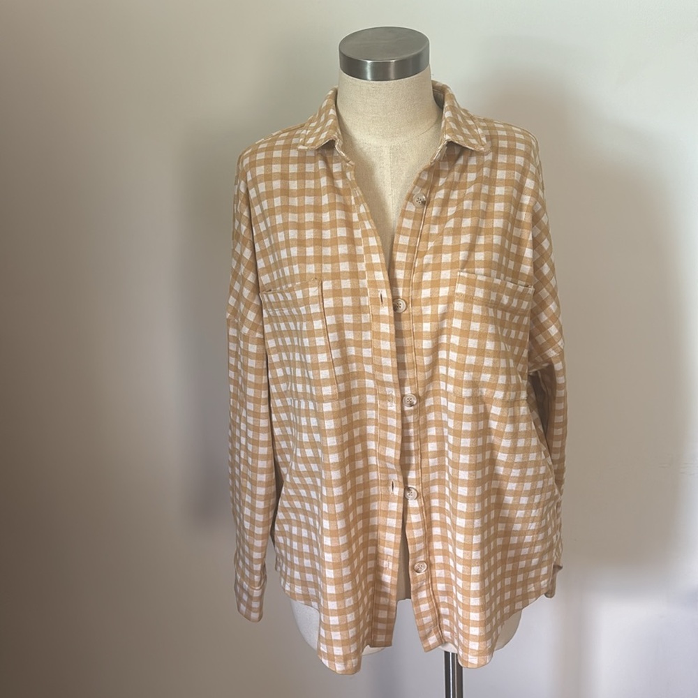 12th tribe neutral golden check soft button up